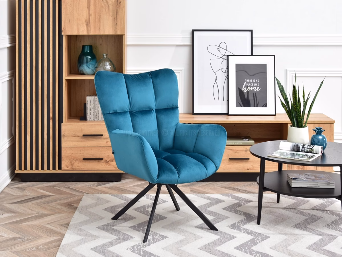 Jaki styl wnętrza pasuje do turkusowego fotela?